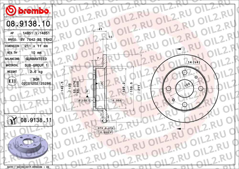  BREMBO 08.9138.10. .