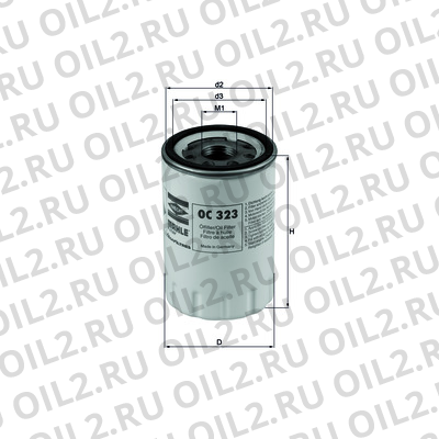 Габаритный чертеж Mahle OC 323 Габаритный чертеж Mahle OC 323