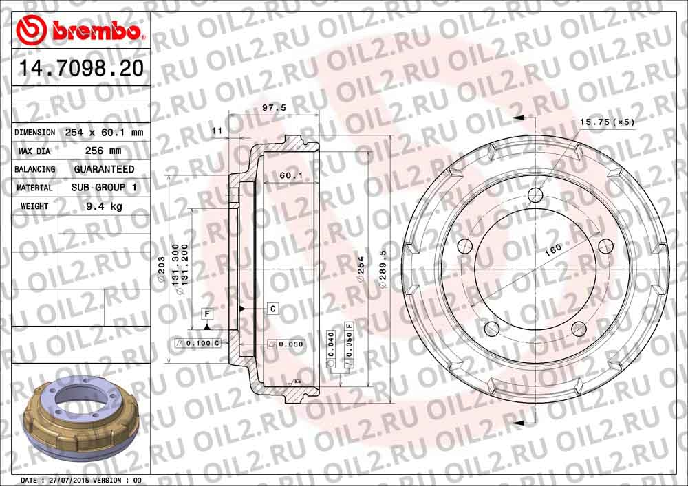  BREMBO 14.7098.20. .