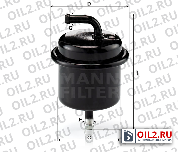 Габаритный чертеж MANN WK 710 Габаритный чертеж MANN WK 710