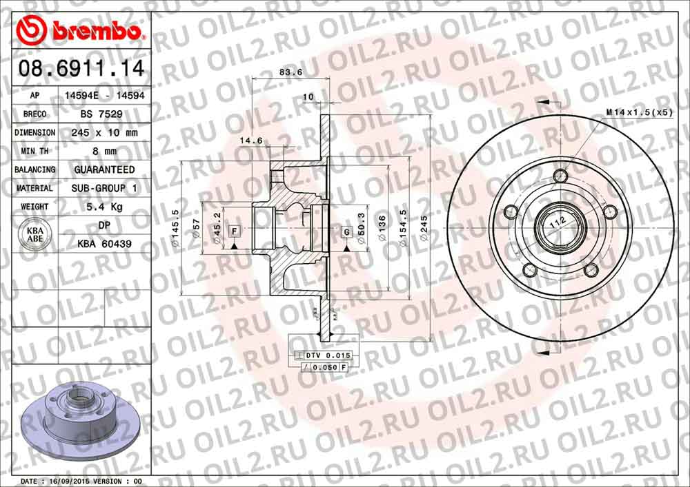  BREMBO 08.6911.14. .