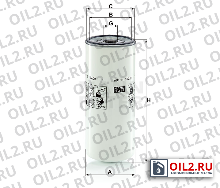 Габаритный чертеж MANN WDK 11 102/24 Габаритный чертеж MANN WDK 11 102/24