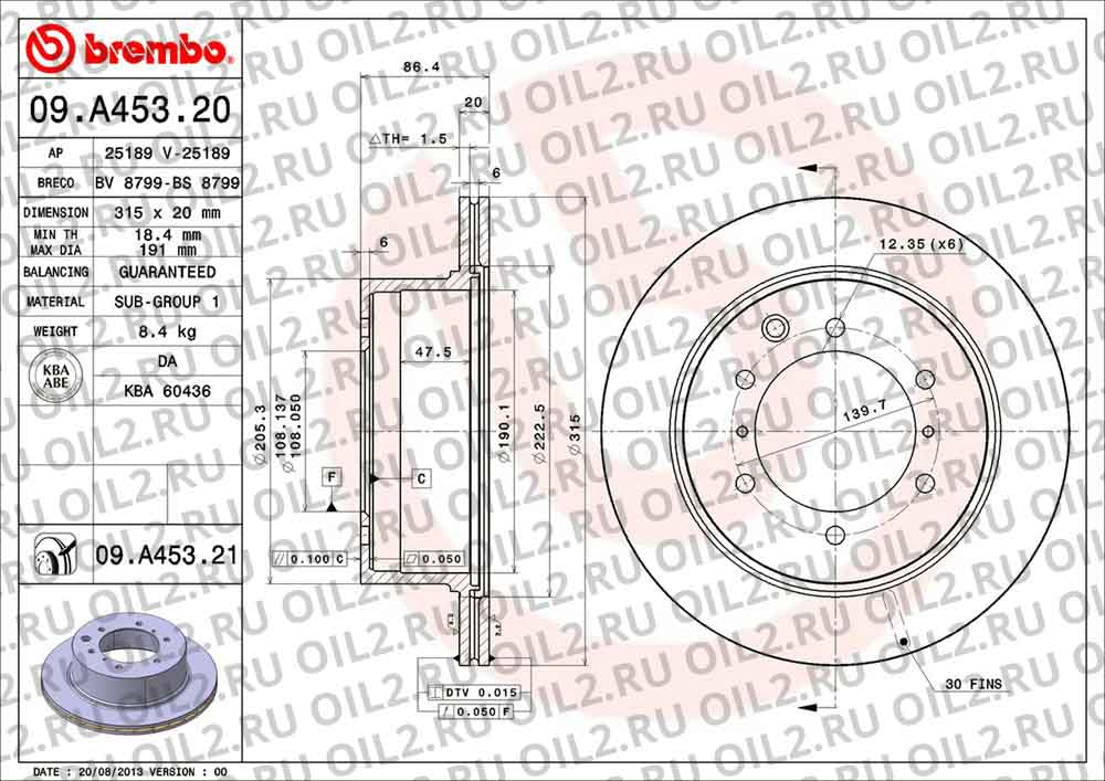 Диски BREMBO 09.A453.20. Фотогаллерея. Диски BREMBO 09.A453.20. Фотогаллерея.