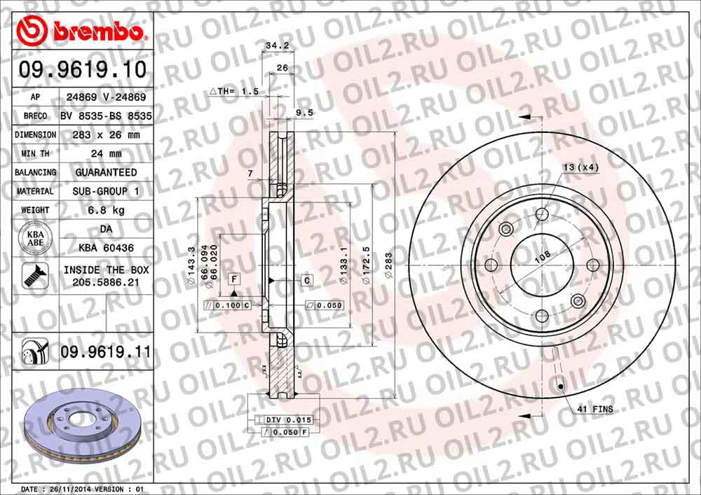  BREMBO 09.9619.10. .