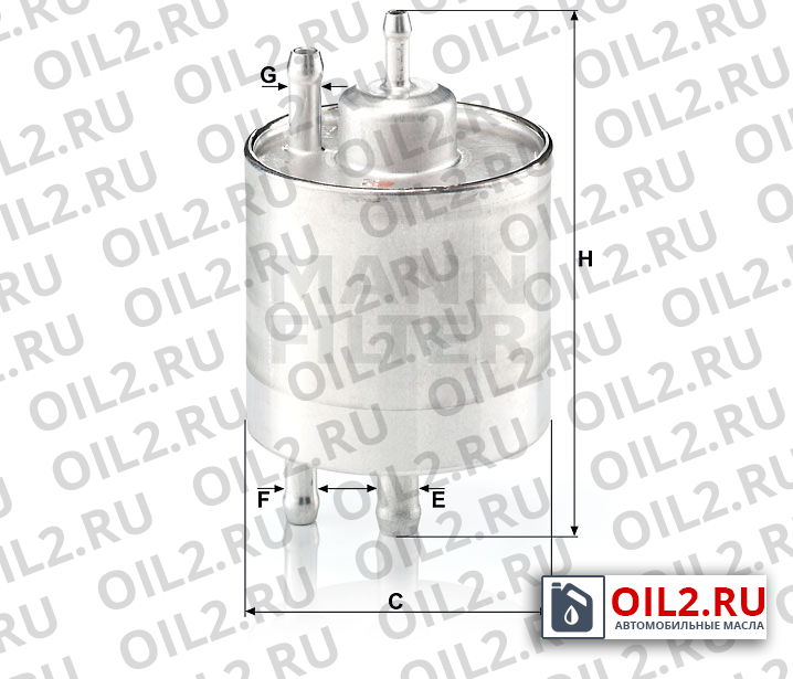 Габаритный чертеж MANN WK 711/1 Габаритный чертеж MANN WK 711/1