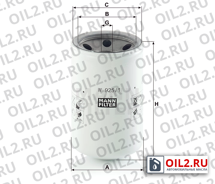 Габаритный чертеж MANN W 925/1 Габаритный чертеж MANN W 925/1