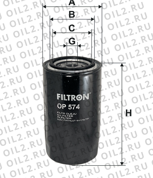 Габаритный чертеж Фильтр FILTRON OP 574 Габаритный чертеж Фильтр FILTRON OP 574