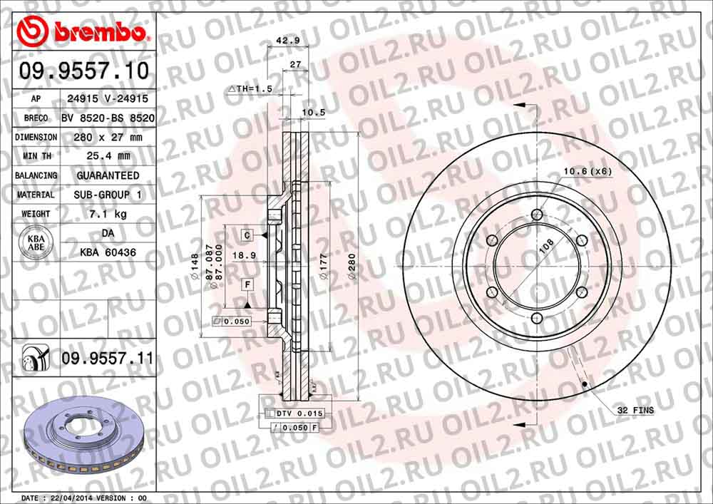  BREMBO 09.9557.11. .