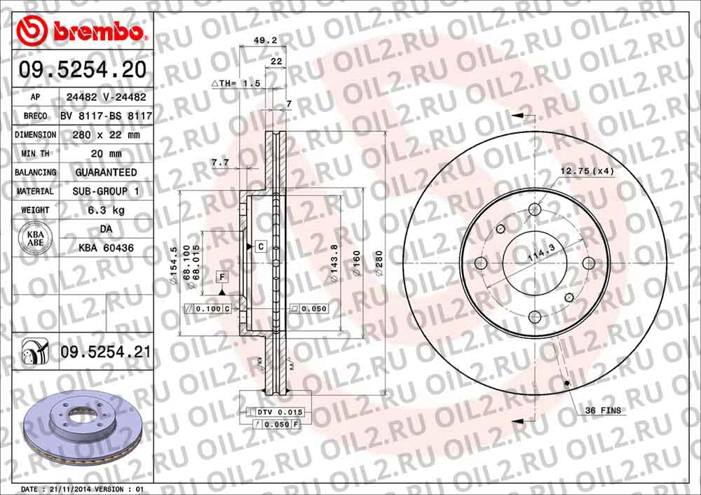  BREMBO 09.5254.21. .