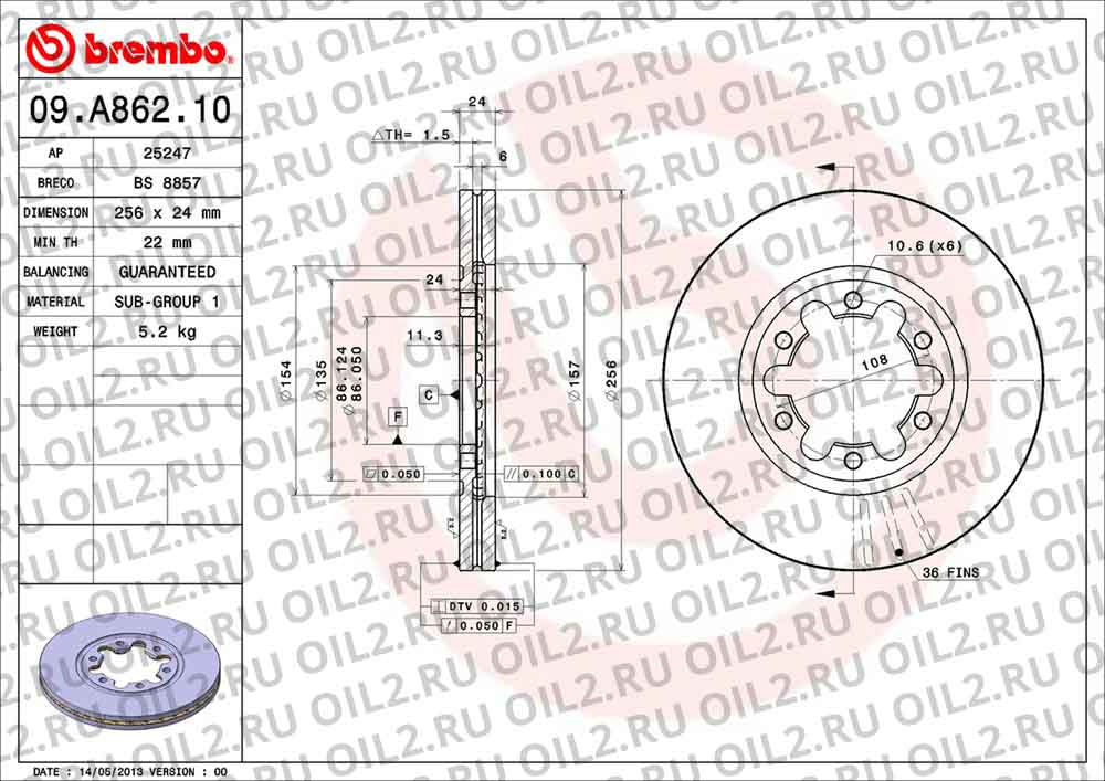 ����� BREMBO 09.A862.10. ������������.