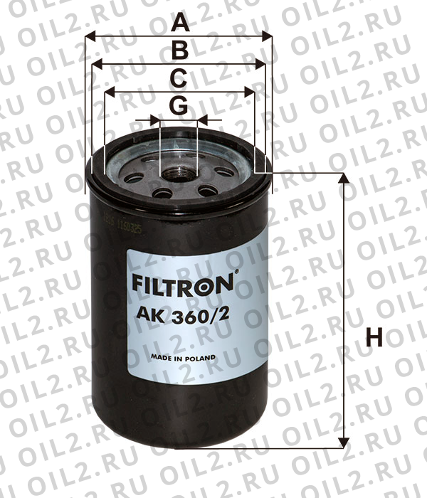 Габаритный чертеж Фильтр FILTRON AK 360/2 Габаритный чертеж Фильтр FILTRON AK 360/2