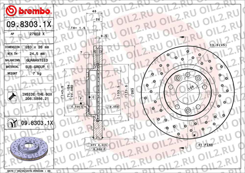 Brembo Xtra BREMBO 09.8303.1X. .