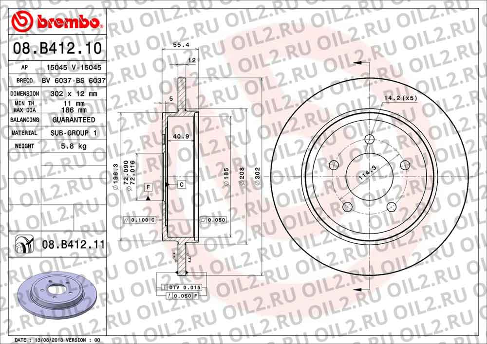  BREMBO 08.B412.11. .