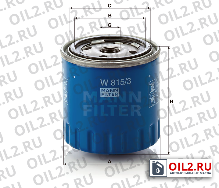 Габаритный чертеж MANN W 815/3 Габаритный чертеж MANN W 815/3