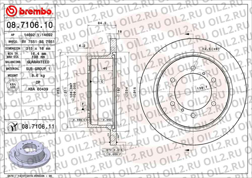  BREMBO 08.7106.10. .