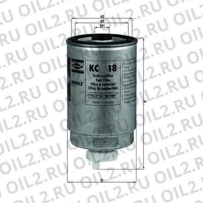 Габаритный чертеж Mahle KC 18 Габаритный чертеж Mahle KC 18
