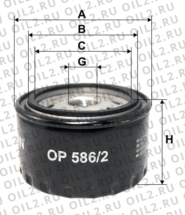 Габаритный чертеж Фильтр FILTRON OP 586/2 Габаритный чертеж Фильтр FILTRON OP 586/2
