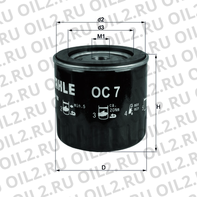 Габаритный чертеж Mahle OC 7 Габаритный чертеж Mahle OC 7